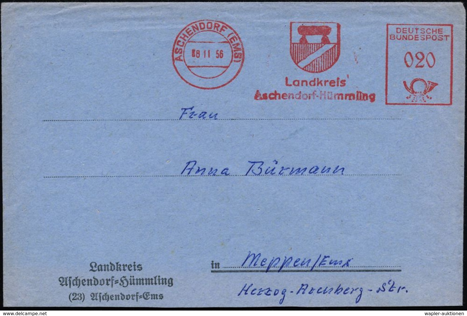 FRÜH- & VORGESCHICHTE / PRÄHISTORIE : ASCHENDORF (EMS)/ Landkreis/ Aschendorf-Hümmling 1956 (8.11.) AFS = Dolmengrab (im - Prehistorie