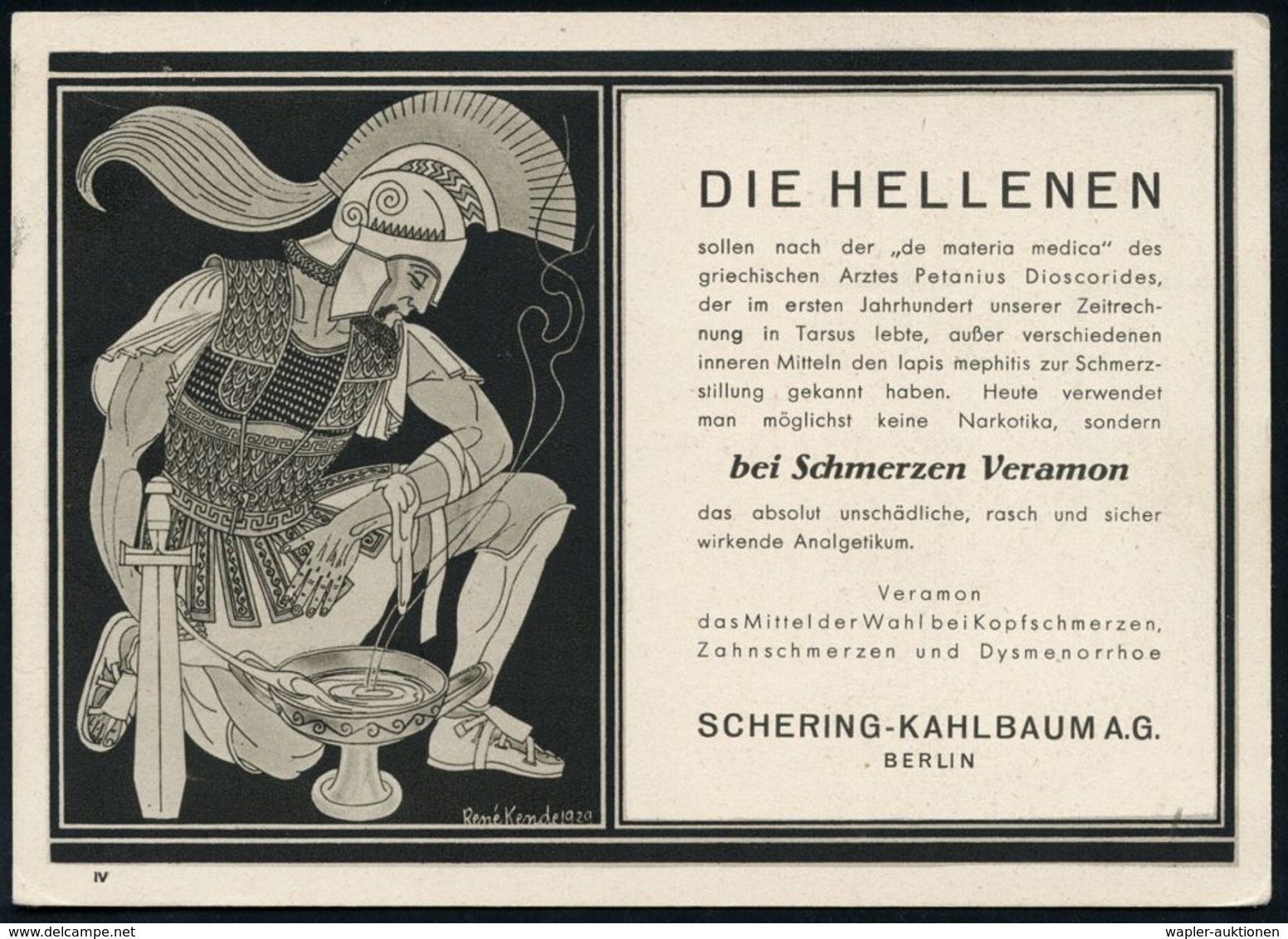 ANTIKES GRIECHENLAND : BERLIN N/ 4/ DEUTSCHES REICH 1931 (22.6.) PFS 3 Pf. Achteck Auf Reklame-Karte: Fa. SCHERING-KAHLB - Archeologia