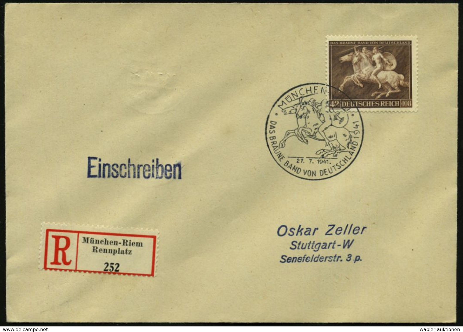 ANTIKES GRIECHENLAND : MÜNCHEN-RIEM/ DAS BRAUNE BAND VON DEUTSCHLAND 1941 (27.7.) SSt = 2 Amazonen Zu Pferd Auf Motivgl. - Archäologie