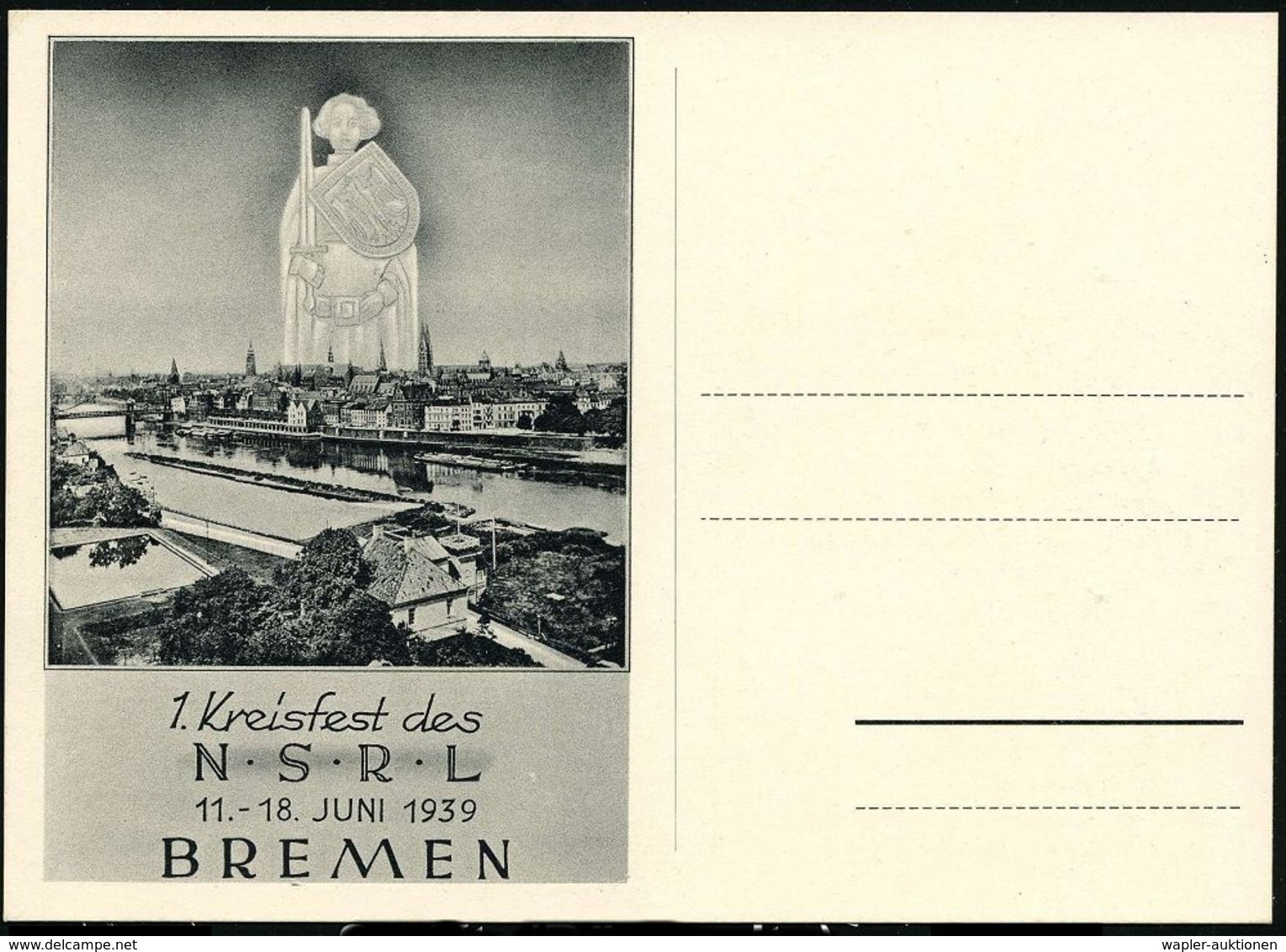 GRIECHISCHE & RÖMISCHE MYTHOLOGIE : BREMEN/ TAG DER BRIEFMARKE/ GDS 1943 (10.1.) SSt = Merkur-Kopf A. Passender EF 6 + 2 - Mythologie