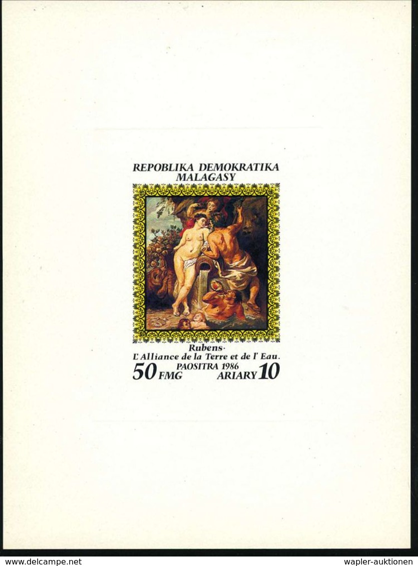 GRIECHISCHE & RÖMISCHE MYTHOLOGIE : MADAGASKAR 1986 50 F. "Die Allianz Von Wasser Und Erde" = Gemälde Von Rubens,  U N G - Mitologia