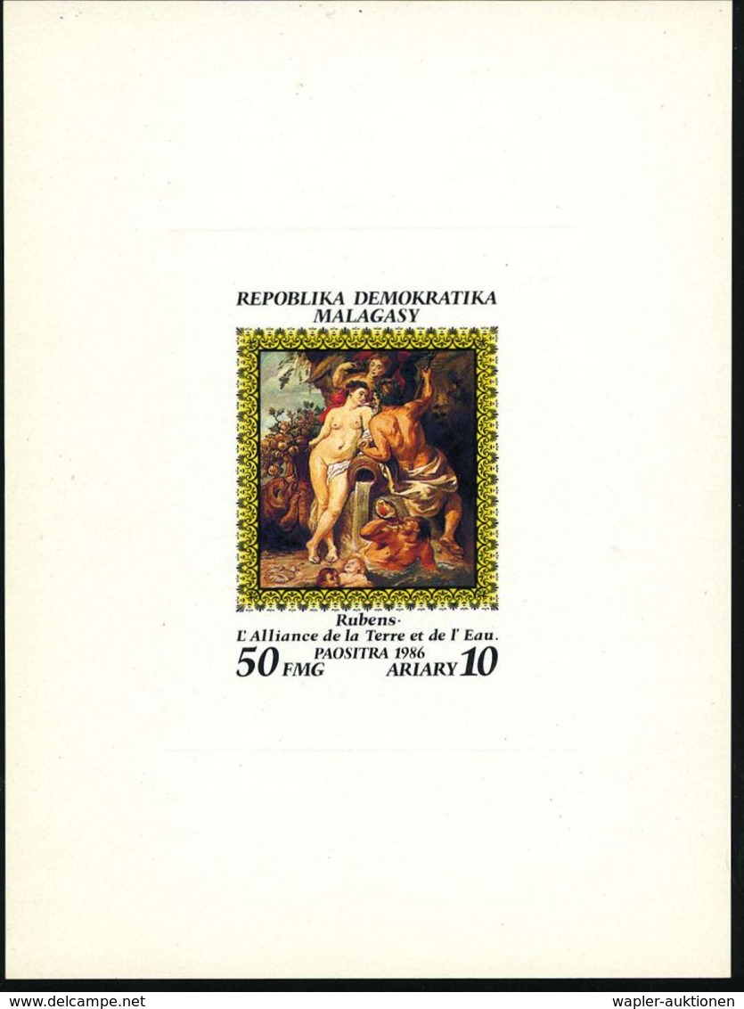 GRIECHISCHE & RÖMISCHE MYTHOLOGIE : MADAGASKAR 1986 50 F. "Die Allianz Von Wasser Und Erde" = Gemälde Von Rubens,  U N G - Mythologie
