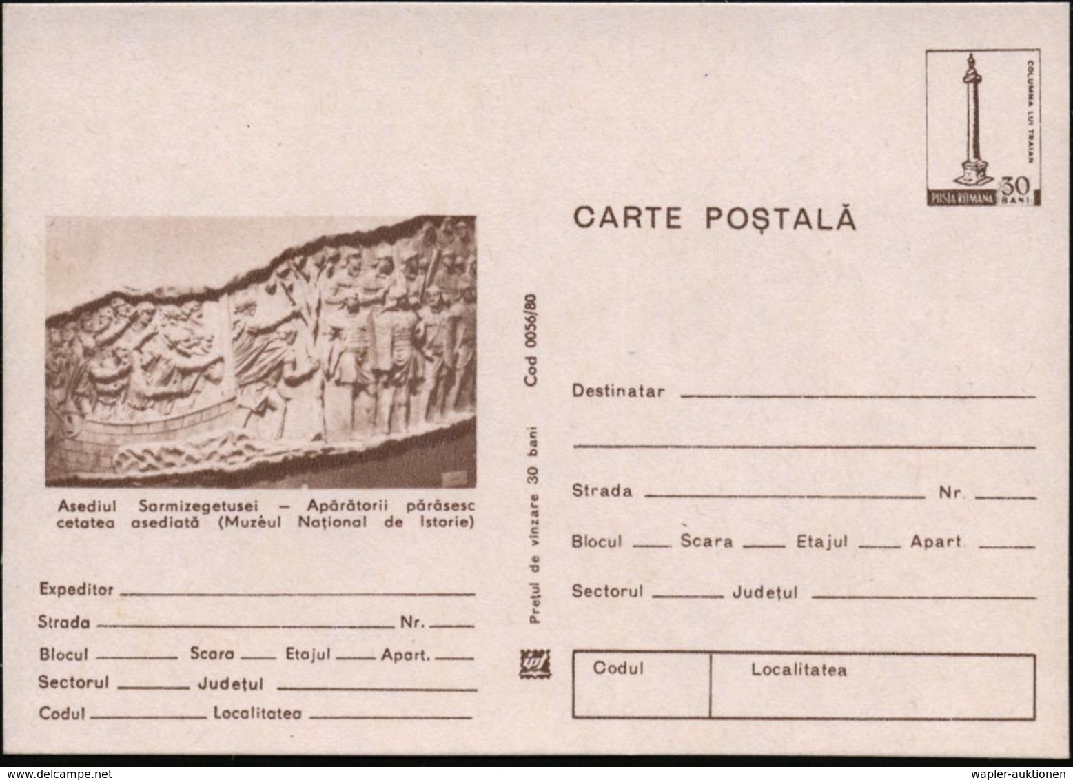 RÖMER / RÖMISCHE GESCHICHTE & KULTUR : RUMÄNIEN 1980 30 B. BiP Trajanssäule, Braun: Asediul Sarmizegetusei = Daker U. Rö - Archéologie