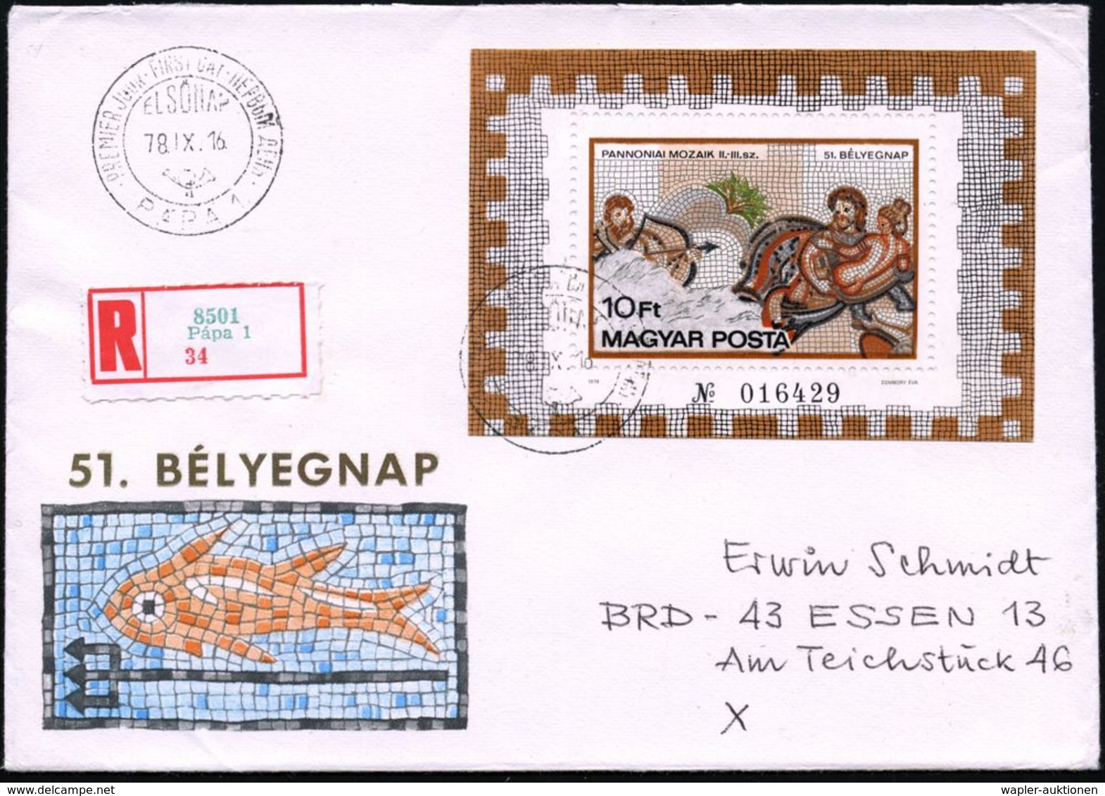 RÖMER / RÖMISCHE GESCHICHTE & KULTUR : UNGARN 1978 (16.9.) Tag Der Briefmarke, 10 Ft. Gez.Block, EF =  Herkules Zielt Au - Archeologia