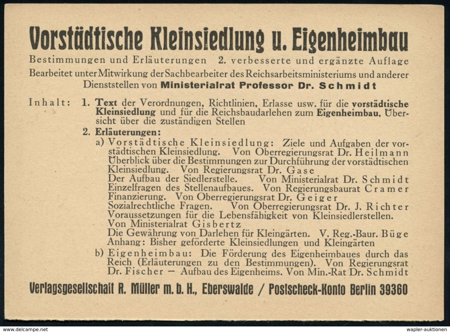 ARCHITEKTUR / ARCHITEKTEN / BAUSTILE : EBERSWALDE/ *1I/ DEUTSCHES REICH 1933 (10.1.) PFS 3 Pf. Achteck Auf (halber) Rekl - Autres & Non Classés