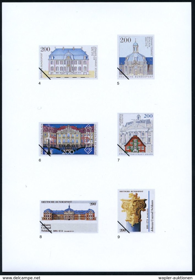 ARCHITEKTUR / ARCHITEKTEN / BAUSTILE : B.R.D. 1995 (Feb.) 200 Pf. "Joh. C. Schlaun", 15 Verschied Color-Entwürfe Der Bun - Altri & Non Classificati