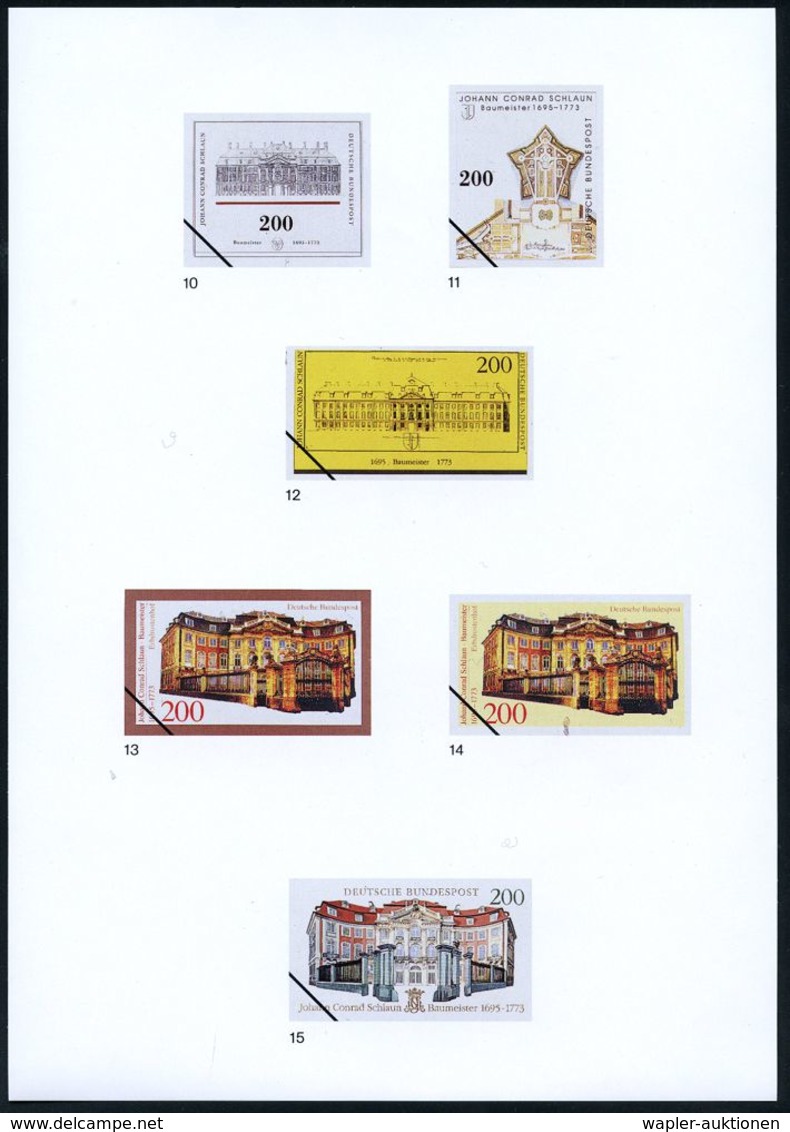 ARCHITEKTUR / ARCHITEKTEN / BAUSTILE : B.R.D. 1995 (Feb.) 200 Pf. "Joh. C. Schlaun", 15 Verschied Color-Entwürfe Der Bun - Sonstige & Ohne Zuordnung