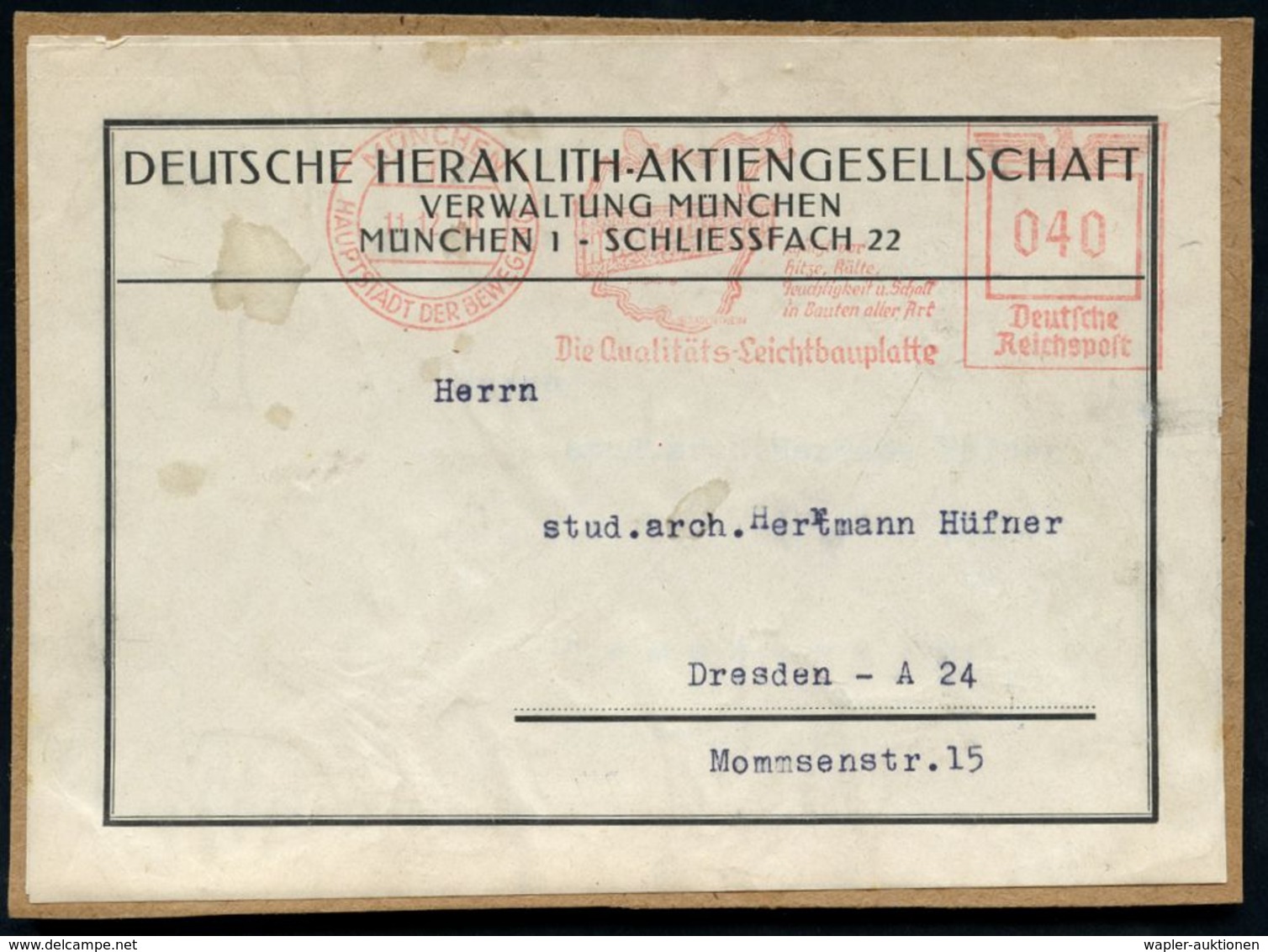 BAUSTOFFE / BAUGERÄTE & -MASCHINEN : MÜNCHEN/ 1/ HDB/ HERAKLITH/ DIN/ Schützt Vor/ Hitze,Kälte../ U.Schall../ Die Qualit - Other & Unclassified