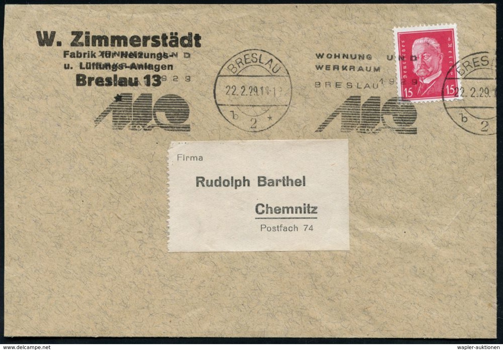 ARCHITEKTUR- & BAU-AUSSTELLUNGEN : BRESLAU/ B2*/ Wohnung Und7werkraum.. 1929 (22.2.) Bd.MWst (Ausstellungs-Logo) Gering  - Other & Unclassified