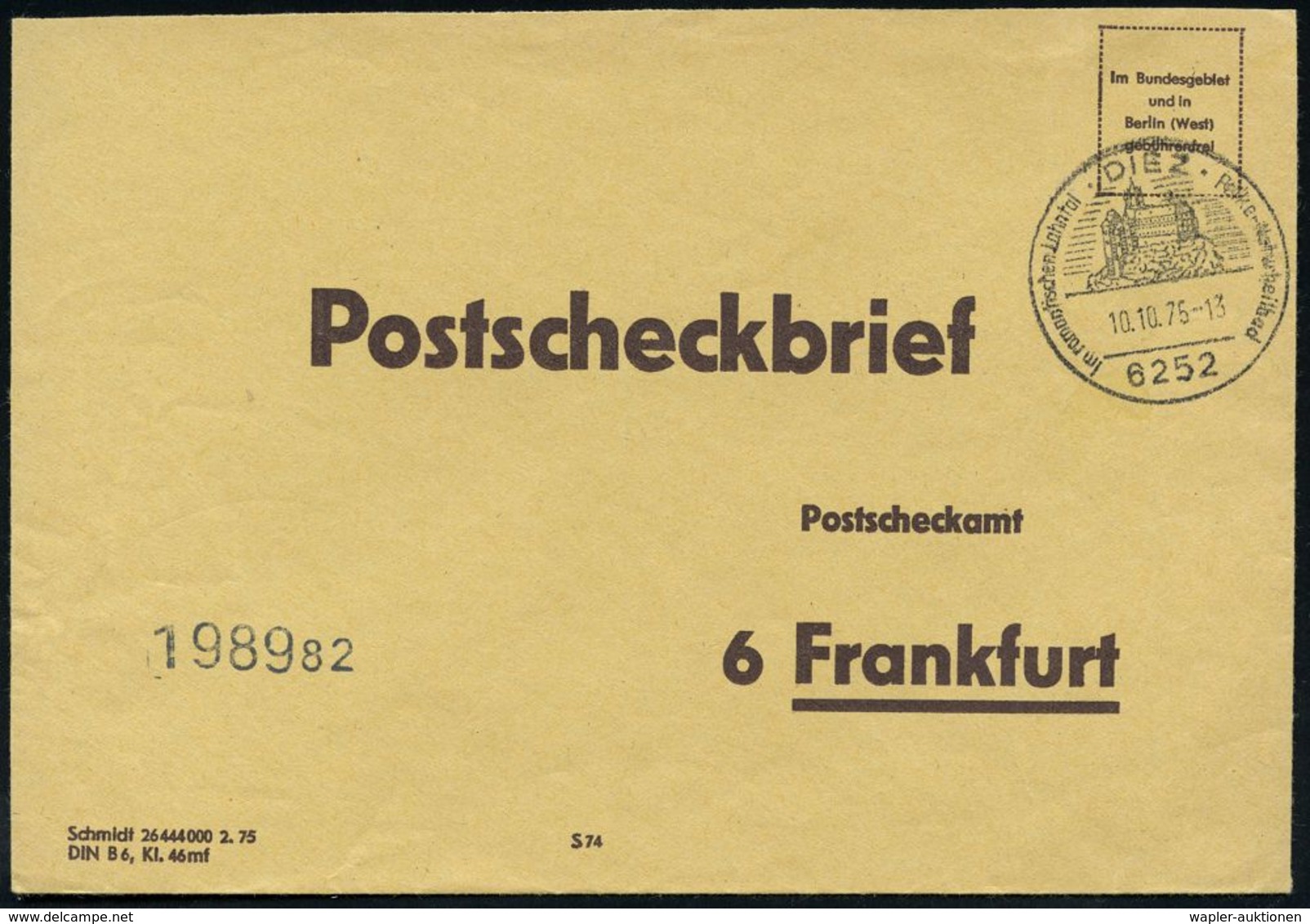 BURGEN / SCHLÖSSER / FESTUNGEN : 6252 DIEZ/ ..Felke-Naturheilbad 1976 (10.10.) HWSt (Schloß Diez) Portofreier, Gelber PS - Châteaux