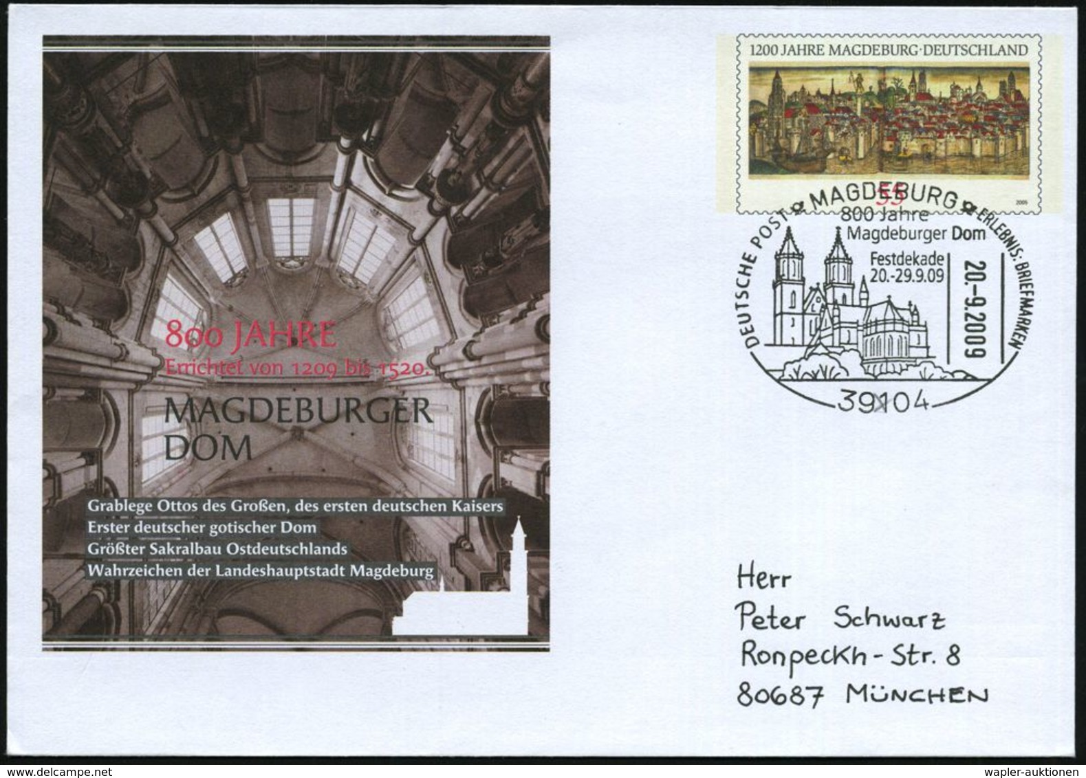 BERÜHMTE BAUWERKE & MONUMENTE : 39104 MAGDEBURG/ 800 Jahre/ Magdeburger Dom.. 2009 (20.9.) SSt = Dom Auf Sonder-U 55 C.  - Monuments