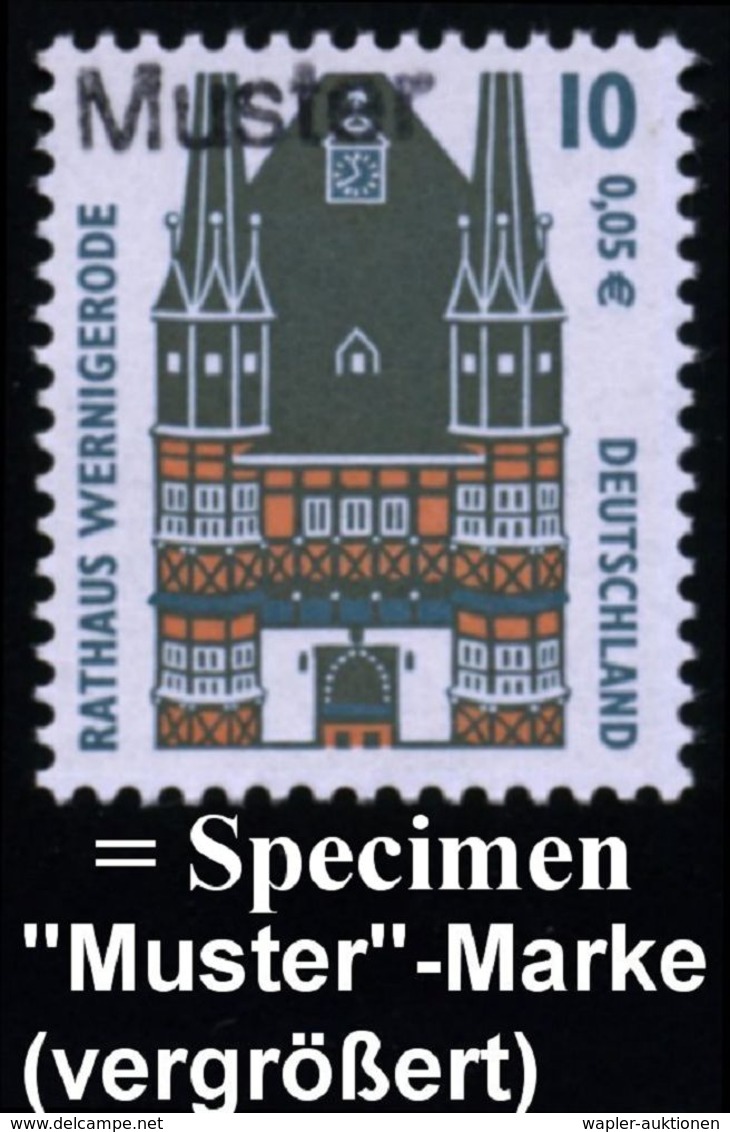 BERÜHMTE BAUWERKE & MONUMENTE : B.R.D. 2000 (Sept.) Bauwerke, 10 Pf. Rathaus Wernigerode, 110 Pf. Steinerne Brücke, Rege - Monuments