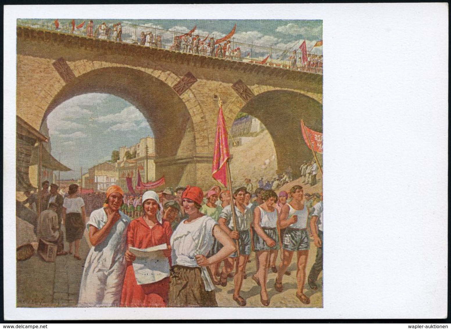 BRÜCKEN : UdSSR 1929 5 Kop BiP Soldat, Rotbraun "Revolutions-Museum": 1. Mai In Odessa = Bahn-Viadukt = Gemälde V. S.Lup - Bridges