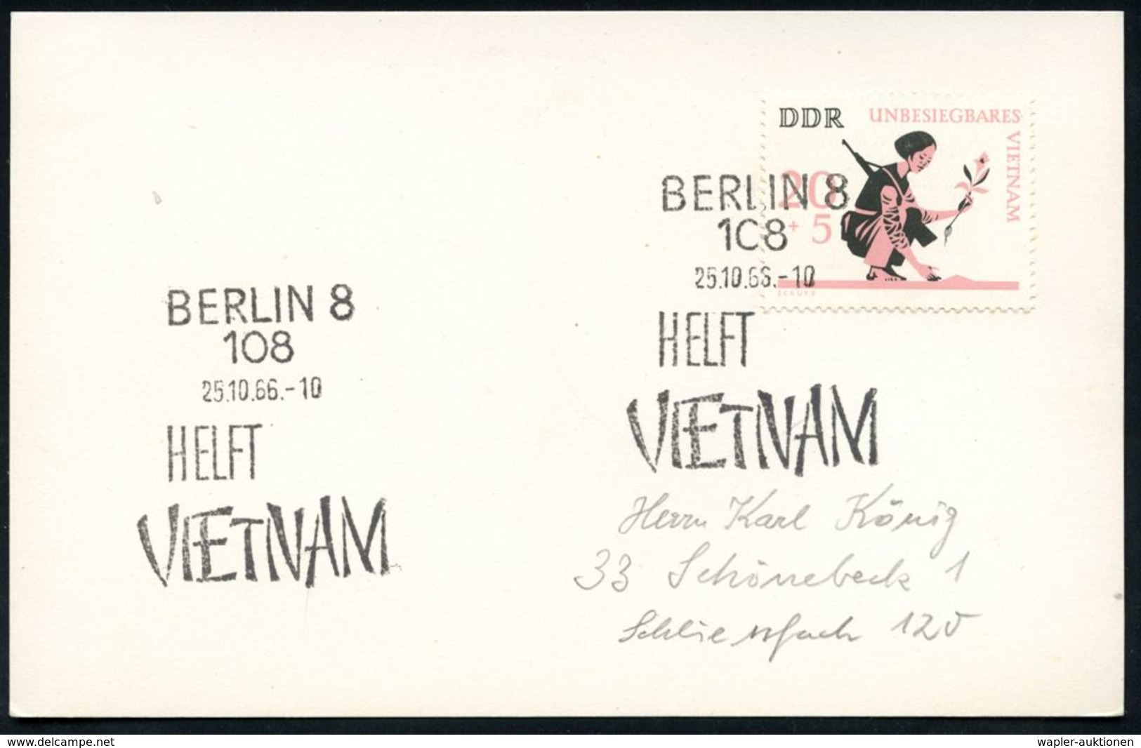 ASIATISCHE GESCHICHTE : 108 BERLIN 8 #bzw.# 66/ HELFT VIETNAM #bzw.# HELFT VIET DUC #bzw.# UNBESIEGBARES VIETNAM 1966/73 - Sonstige & Ohne Zuordnung