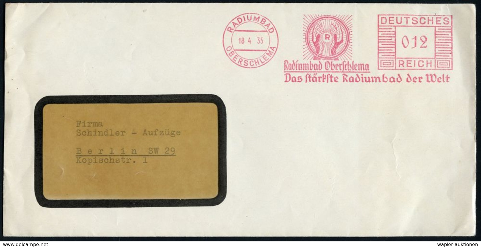 ATOM / KERNENERGIE / RÖNTGEN / RADIOAKTIVITÄT : OBERSCHLEMA RADIUMBAD/ Das Stärkste Radiumbad Der Welt 1935 (18.4.) Selt - Atom