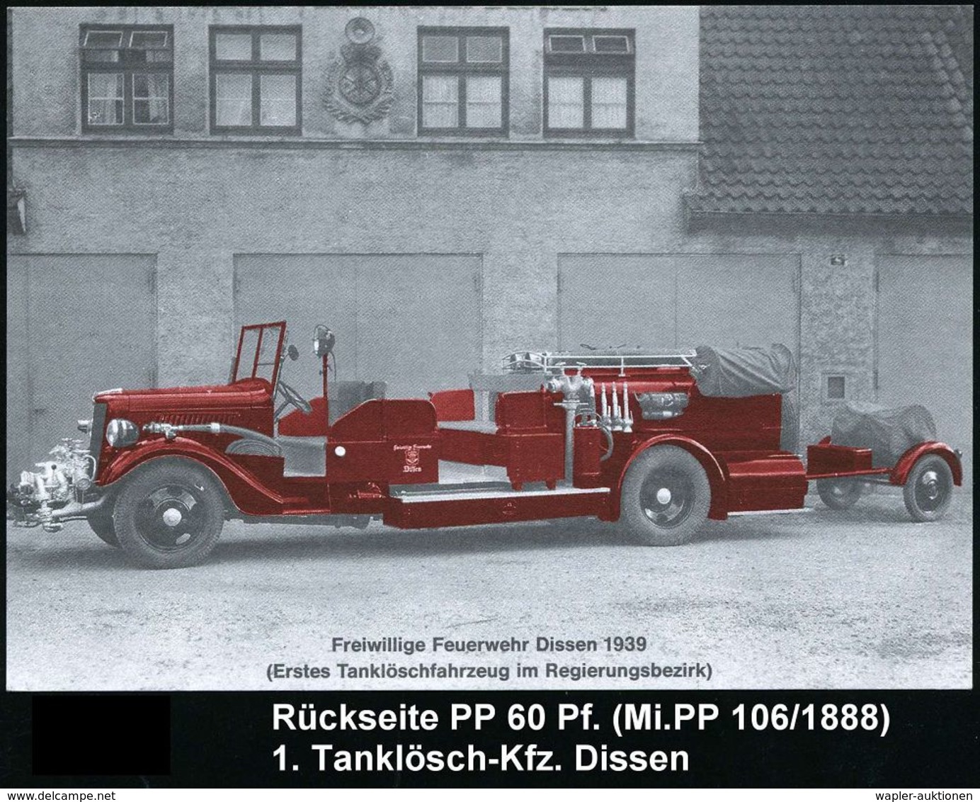 SPEZIAL-KFZ / BAU-KFZ / KRAN-KFZ : 4503 DISSEN AM TEUTOBURGER WALD/ 110-JAHR-FEIER/ FREIWILLIGE FEUERWEHR 1985 (14.6.) S - Trucks