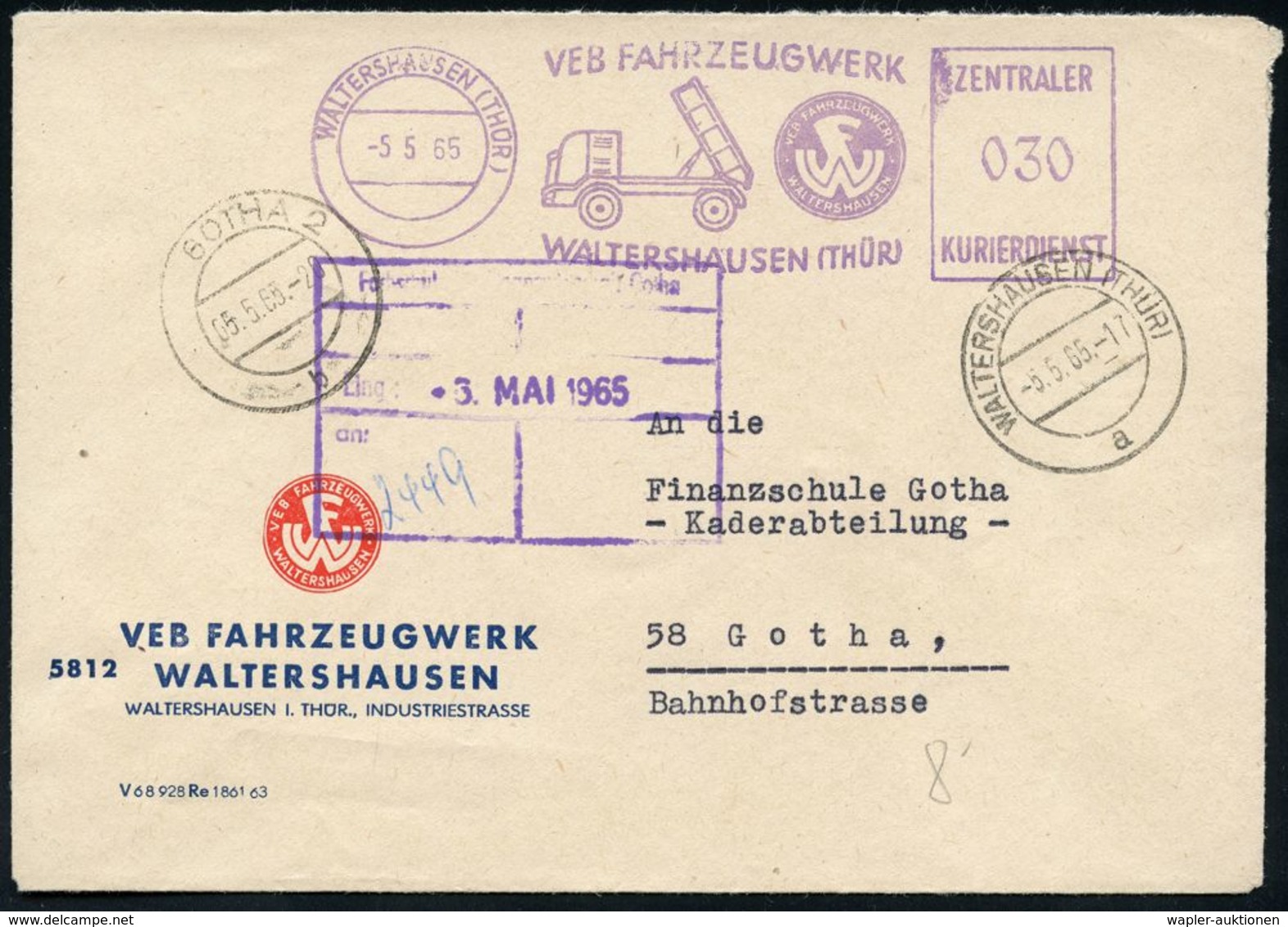 SPEZIAL-KFZ / BAU-KFZ / KRAN-KFZ : 5812 WALTERSHAUSEN/ VEB FAHRZEUGWERK/ ZKD 1966 (5.5.) Lila ZKD-AFS = Motorkarre Als K - Camions