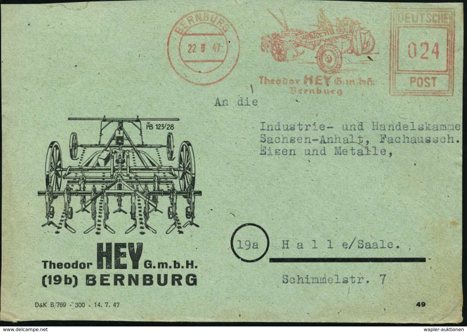 TRAKTOR / RAUPENSCHLEPPER : BERNBURG/ Theodor HEY GmbH 1947 (22.6.) Seltener AFS-Typ "Hochrechteck" (Spezial-Traktor) Au - Automobili