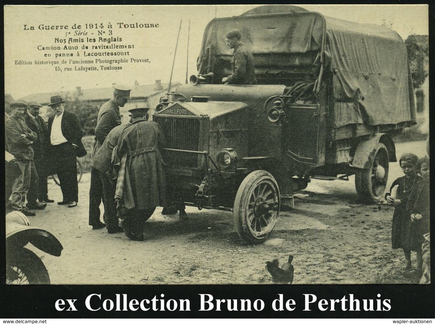 KRAFTFAHR-TRUPPEN / MILITÄR-KFZ. (ohne PANZER) : FRANKREICH /  GROSSBRITANNIEN 1914 S/w.-Foto-Ak.: Britischer LKW Typ Ha - Autos