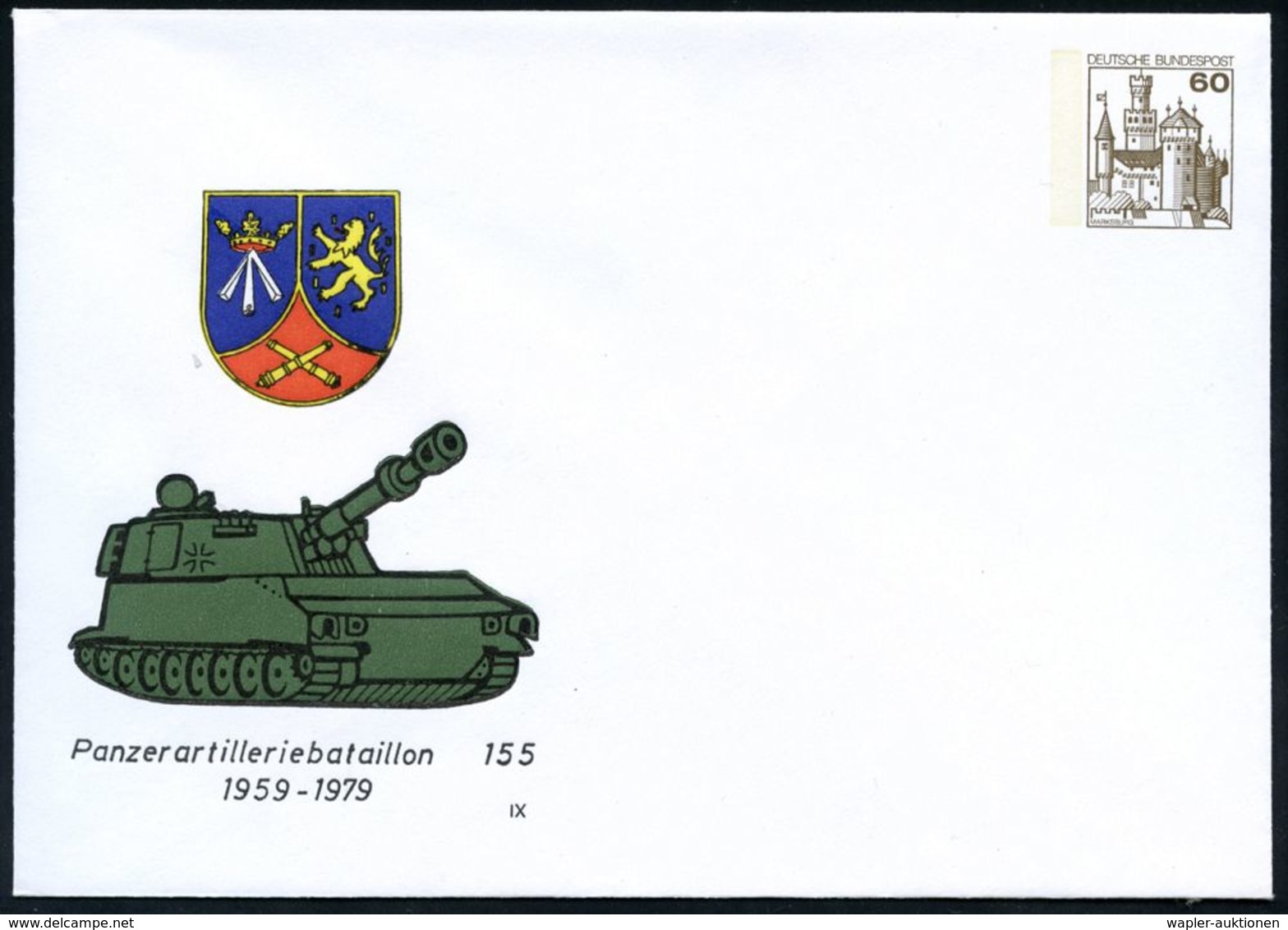 GEPANZERTE KRAFTFAHRZEUGE / PANZER : B.R.D. 1979 PU 60 Pf. Burgen, Braun: Panzerartilleriebataillon 155.. = US-Panzerhau - Other (Earth)