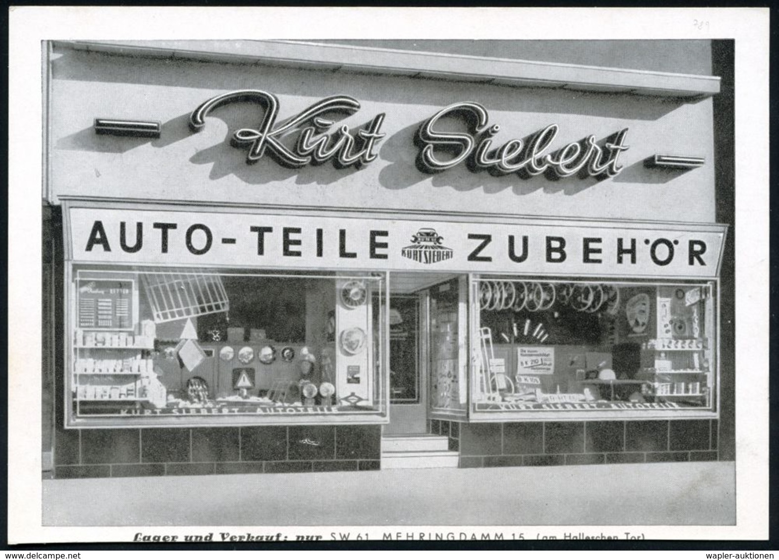 AUTOZUBEHÖR / KRAFTFAHRZEUGZUBEHÖR : (1) BERLIN SW 61/ GEBÜHR BEZAHLT/ Kurt Siebert/ ..Alle Auto-Teile.. 1962 (18.5.) AF - Voitures