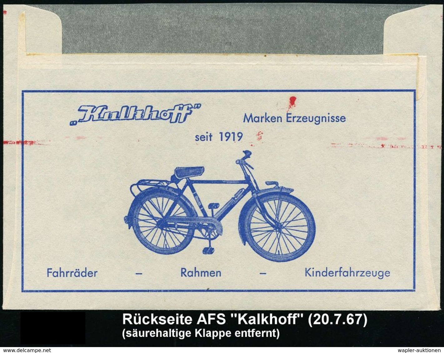 MOTORRAD & ZUBEHÖR : 459 CLOPPENBURG/ "Kalkhoff"/ Mopeds-Fahrräder-Fahrradteile 1967 (20.7.) AFS = Moped, Rs. Fahrrad-Re - Moto