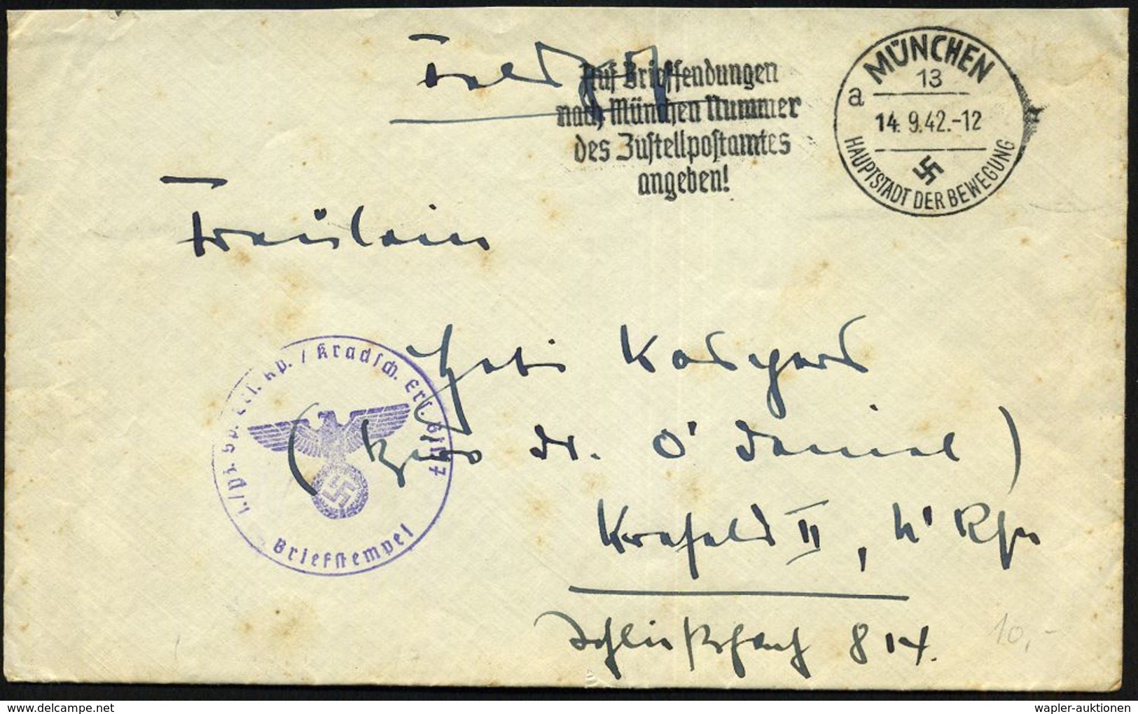 MOTORRAD & ZUBEHÖR : DEUTSCHES REICH 1941/42 5 Verschiedene Feldpost-Belege Von  K R A D - Schützen-Einheiten, 4 Feldpos - Motorräder