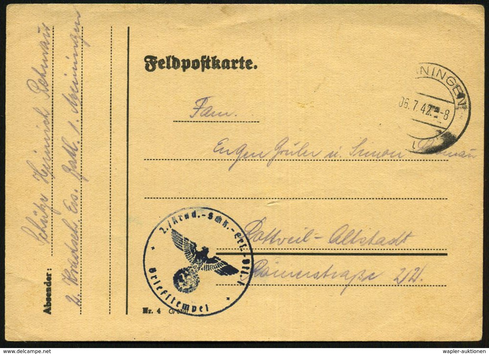 MOTORRAD & ZUBEHÖR : DEUTSCHES REICH 1941/42 5 Verschiedene Feldpost-Belege Von  K R A D - Schützen-Einheiten, 4 Feldpos - Motos