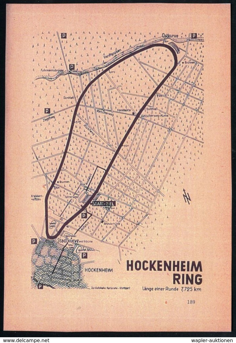 MOTORSPORT / MOTORSPORT-VERBÄNDE : (17a) HOCKENHEIM (BADEN)/ MOTORSPORT-ZIGARREN 1952 (1.10.) HWSt = Formel I-Rennauto ( - Automobilismo