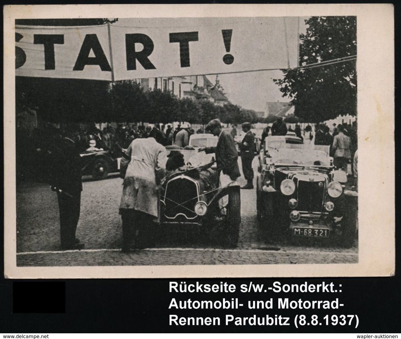 MOTORSPORT / MOTORSPORT-VERBÄNDE : TSCHECHOSLOWAKEI 1937 (8.8.) Dreifarbiger SSt: BOHDANEC U PARDUBICE/AUTO-MOTO-ZAVODY  - Cars