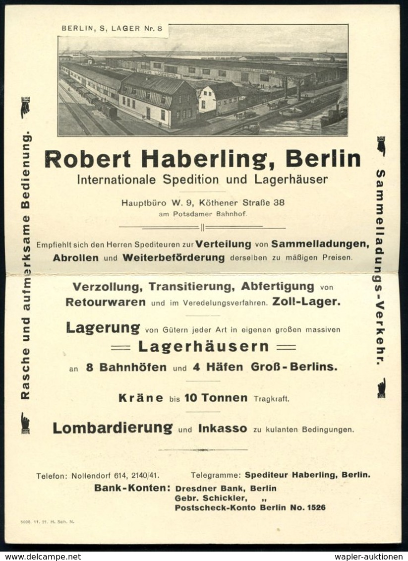 SPEDITION & FRACHT : BERLIN W/ *8II/ DEUTSCHES REICH 1923 (5.2.) Infla-PFS 10 M Achteck Auf Reklame-Klapp-Karte: Robert  - Autos