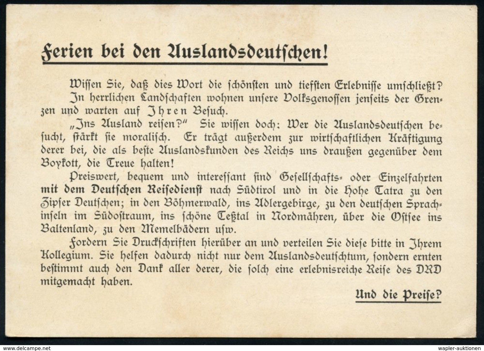 TOURISMUS / REISEN / CAMPING : BERLIN W/ 30/ Auf Zur/ VDA-Ostlandtagung/ In Ostpreußen/ Pfingsten 1935 1935 (23.5.) Sehr - Sonstige & Ohne Zuordnung