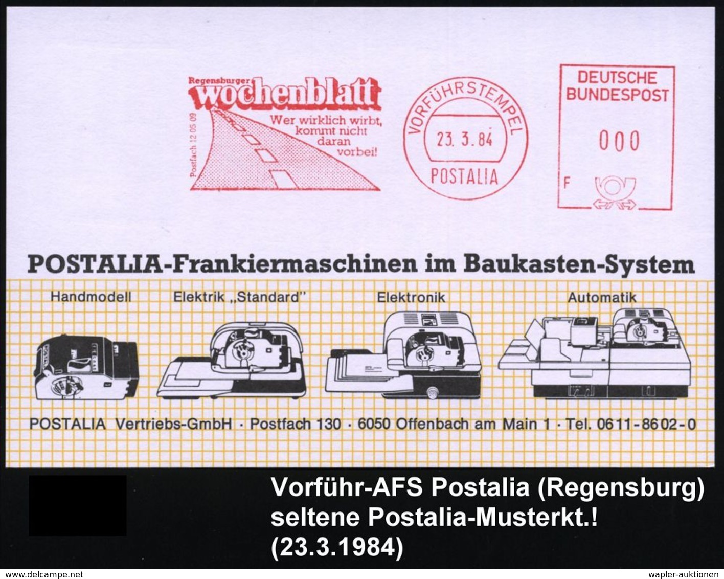 STRASSE / VERKEHRSWEGE / AUTOBAHN : Regensburg 1984 (23.3.) AFS.: VORFÜHRSTEMPEL/POSTALIA/ Regensburger/wochenblatt.. =  - Autos