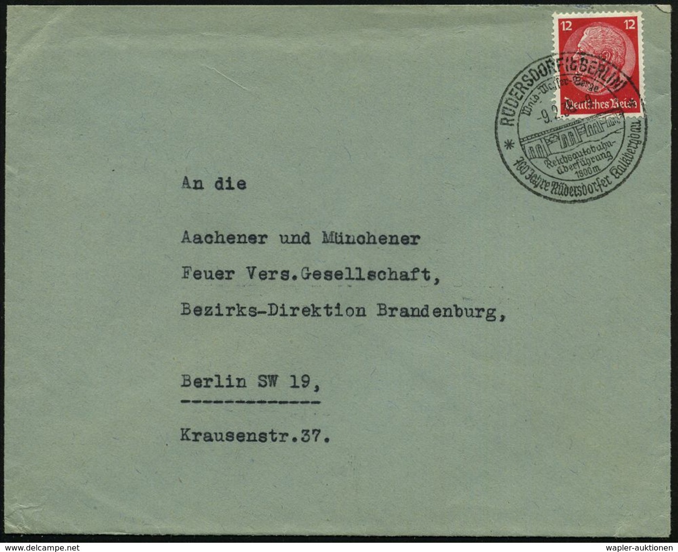 STRASSE / VERKEHRSWEGE / AUTOBAHN : RÜDERSDORF (b BERLIN)/ ..700 Jahre Rüdersdorfer Kalkbergbau 1938 (9.2.) HWSt = Autob - Automobili