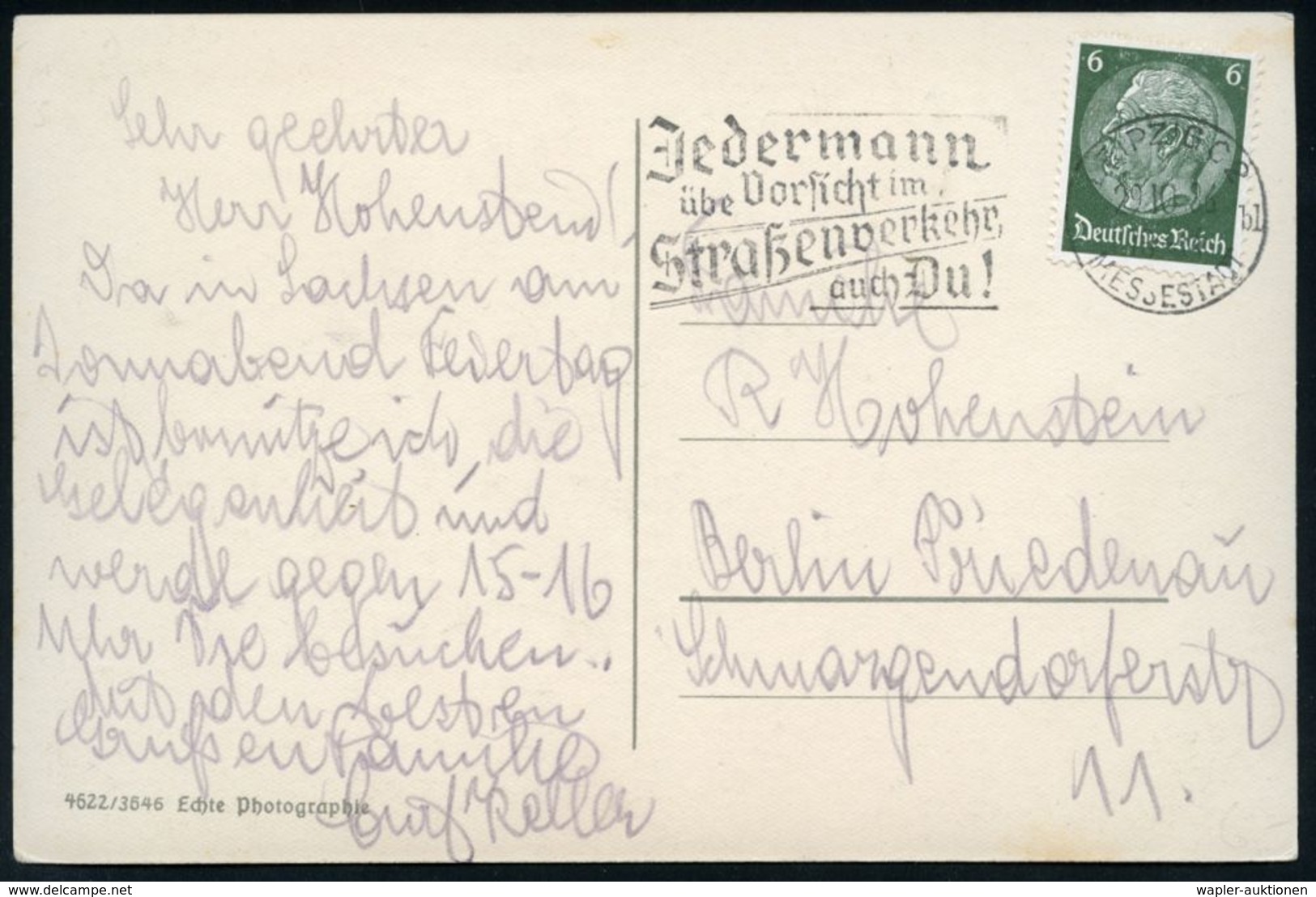 UNFALL / UNFALLVERHÜTUNG : LEIPZIG C2/ Bl/ MESSESTADT/ Jedermann/ übe Vorsicht Im/ Straßenverkehr.. 1936 (29.10.) Selten - Incidenti E Sicurezza Stradale