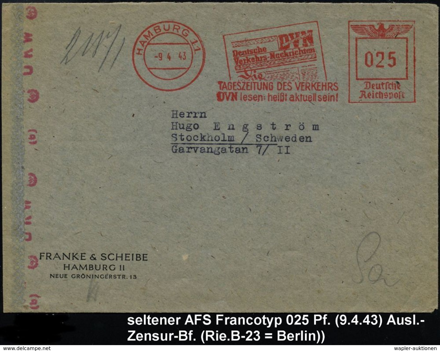 ALLGEM. VERKEHR- &  TRANSPORT-SYSTEME / TRANSPORT-GESCHICHTE : HAMBURG 11/ DVN/ Deutsche/ Verkehrs-Nachrichten.. 1943 (9 - Autos