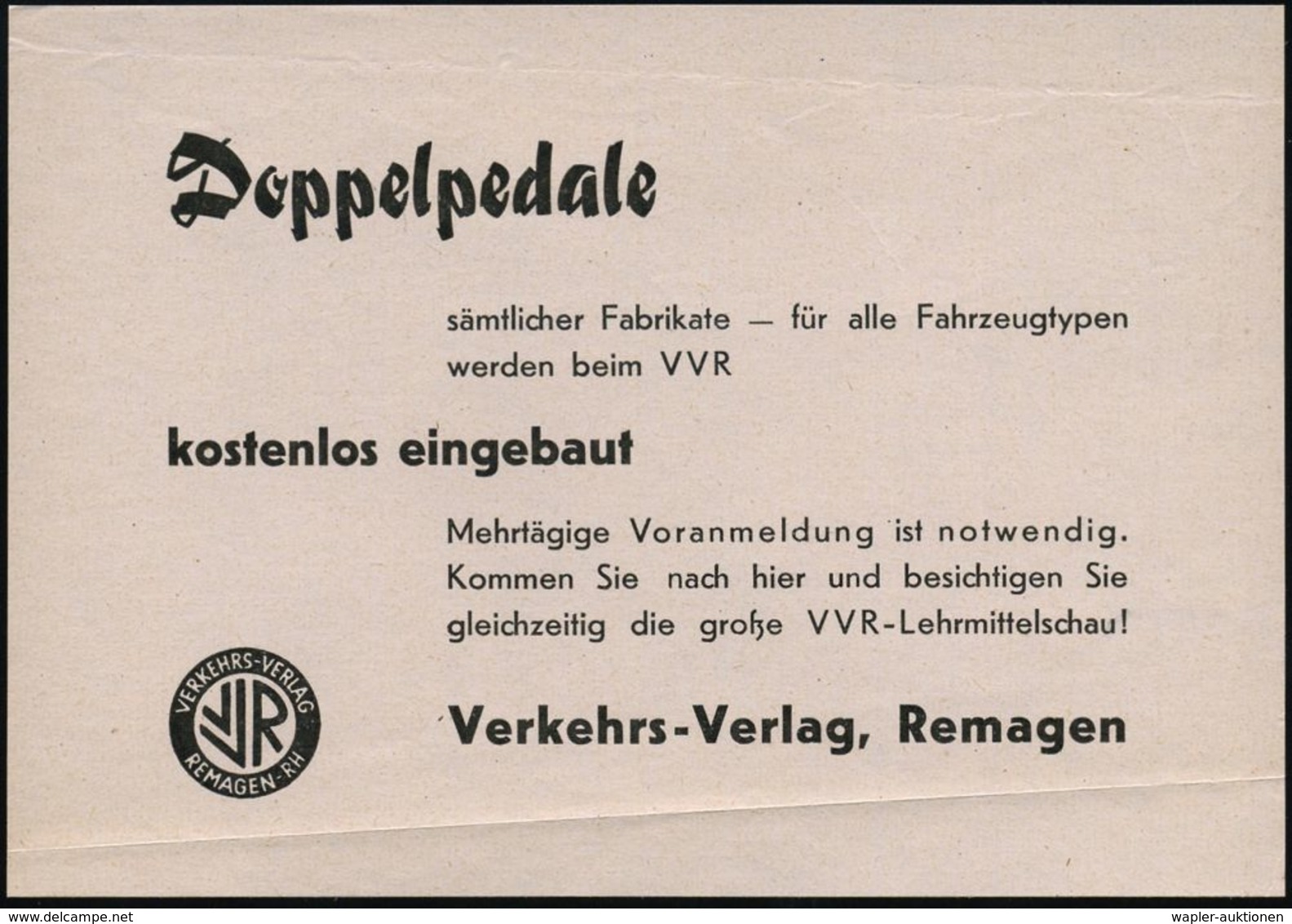 ALLGEM. VERKEHR- &  TRANSPORT-SYSTEME / TRANSPORT-GESCHICHTE : (22b) REMAGEN/ VVR/ VERKEHRS-VERLAG 1960 (25.7.) AFS Auf  - Cars