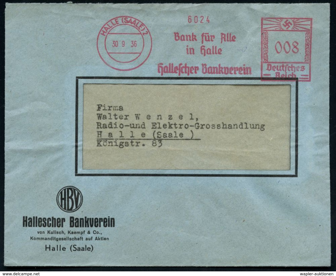 BANK / GELD : HALLE (SAALE) 2/ Hallescher Bankverein.. 1936/42 3 Verschied. AFS, Dabei 2 Verschied. Jubil.-AFS , 3 Orts- - Ohne Zuordnung