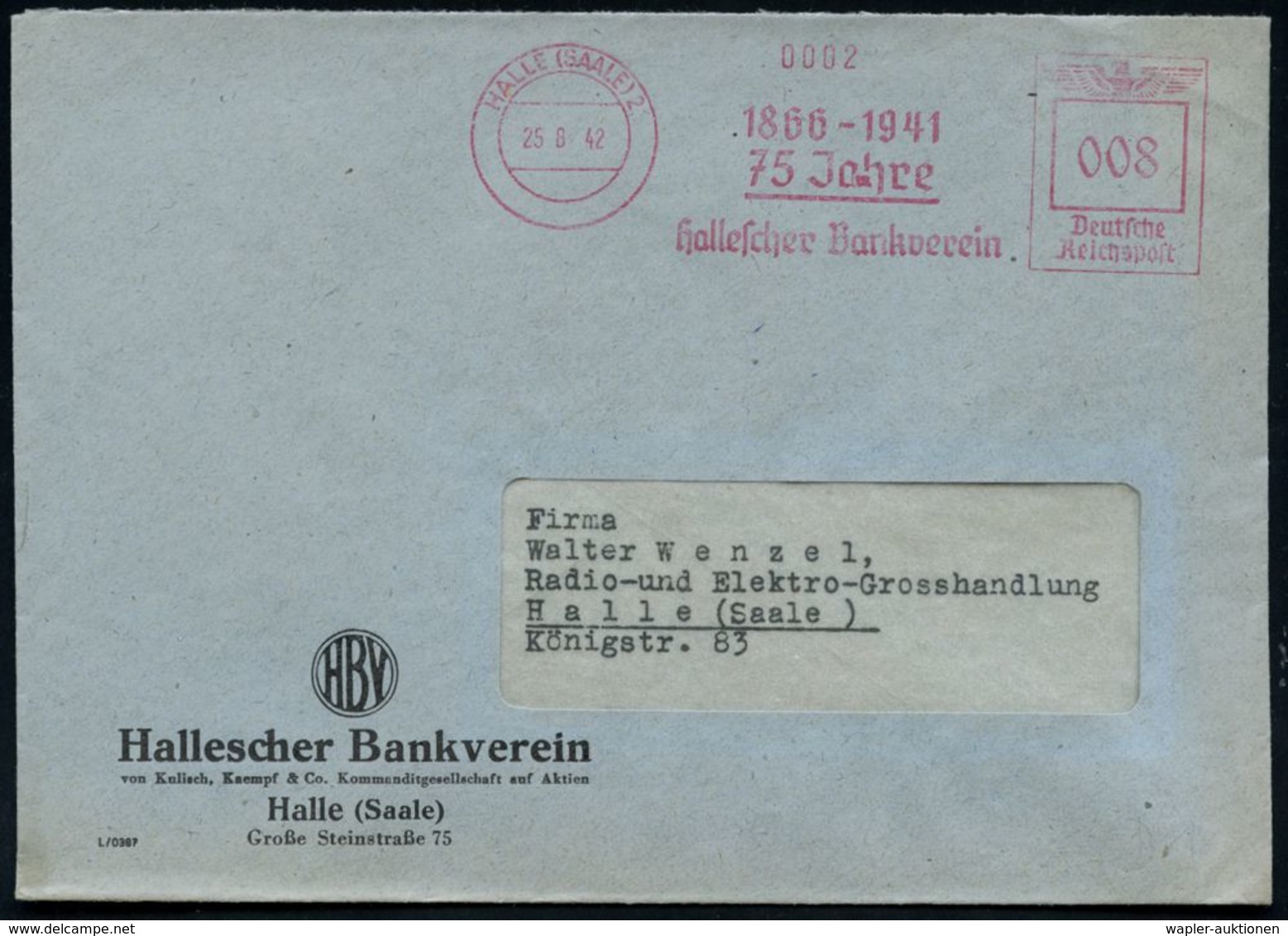 BANK / GELD : HALLE (SAALE) 2/ Hallescher Bankverein.. 1936/42 3 Verschied. AFS, Dabei 2 Verschied. Jubil.-AFS , 3 Orts- - Non Classés