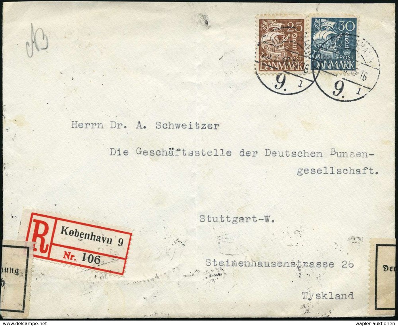 DEVISEN-ZENSUR : STUTTGART/ *9f 1936 (27.2.) 1K-Brücke Rs. 3x Auf Devisen-Zensurstreifen (vierzeilig) Dänemark-Frankatur - Unclassified