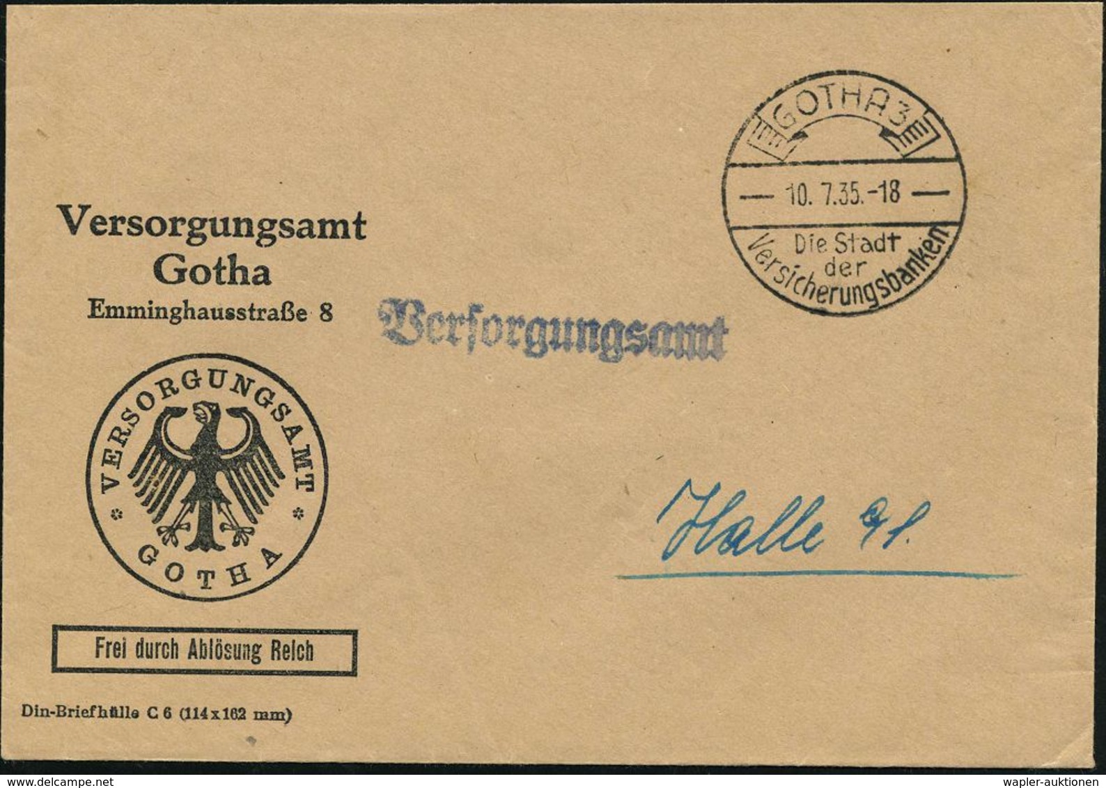 VERSICHERUNGEN : GOTHA 3/ Die Stadt/ D./ Versicherungsbanken 1935 (10.7.) HWSt  O H N E  UB = Seltene Type! Klar Auf Die - Unclassified