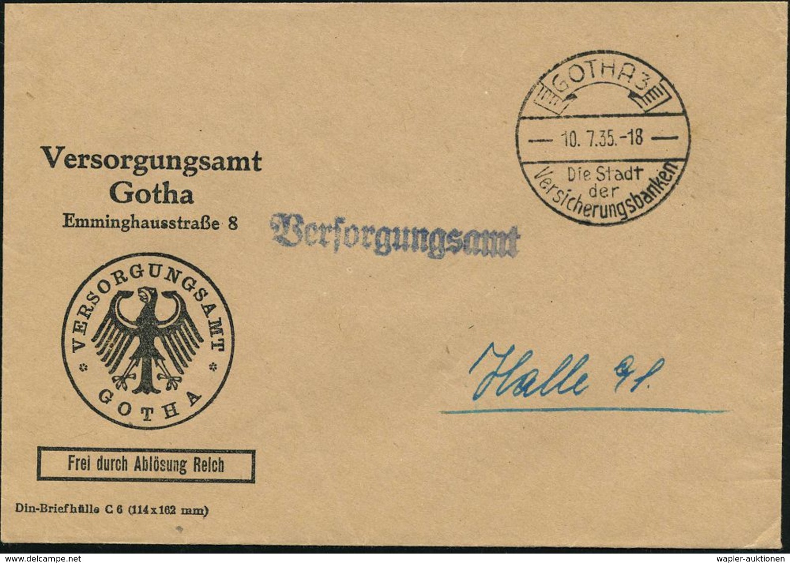 VERSICHERUNGEN : GOTHA 3/ Die Stadt/ D./ Versicherungsbanken 1935 (10.7.) HWSt  O H N E  UB = Seltene Type! Klar Auf Die - Non Classés