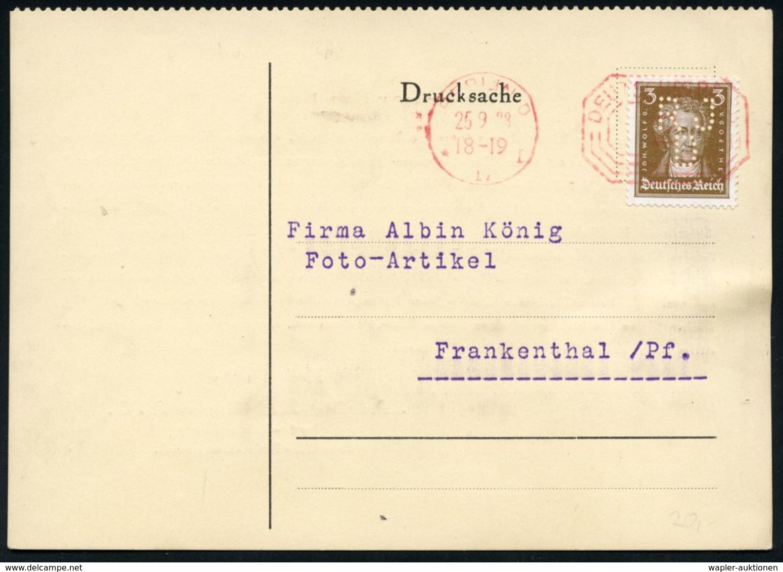 CHEMIE / PRODUKTE / CHEMISCHE INDUSTRIE : BERLIN O/ * 17 I/ DEUTSCHES REICH 1928 (25.9.) PFS 2 Pf. Achteck Als Entwertun - Chemie