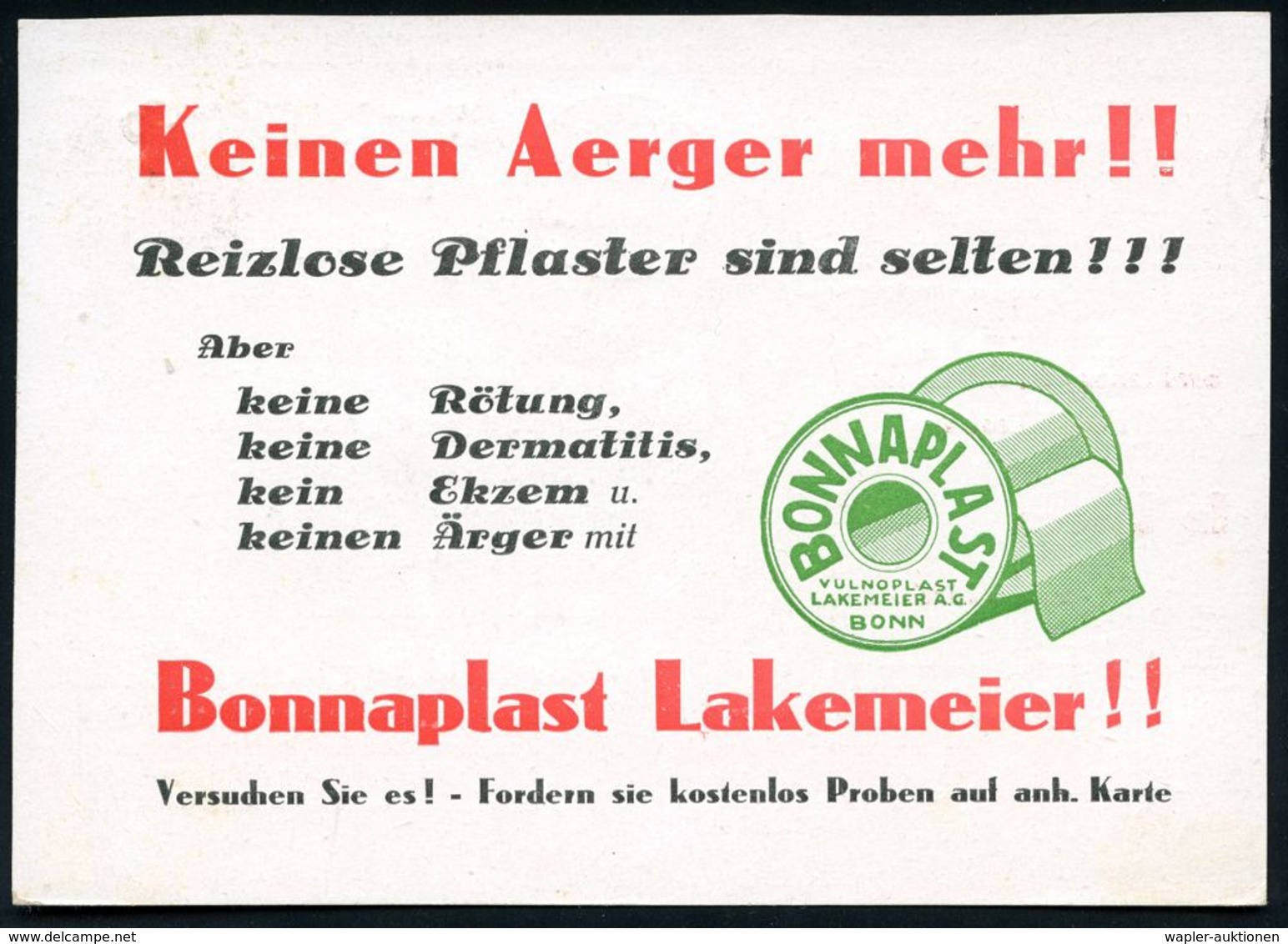 KUNSTSTOFFE & -FASERN / PLASTIK : BONN/ *1A/ Vergiß Nicht Straße/ U.Hausnummer.. 1929 (29.6.) MWSt Auf Zweifarbiger Rekl - Chimica