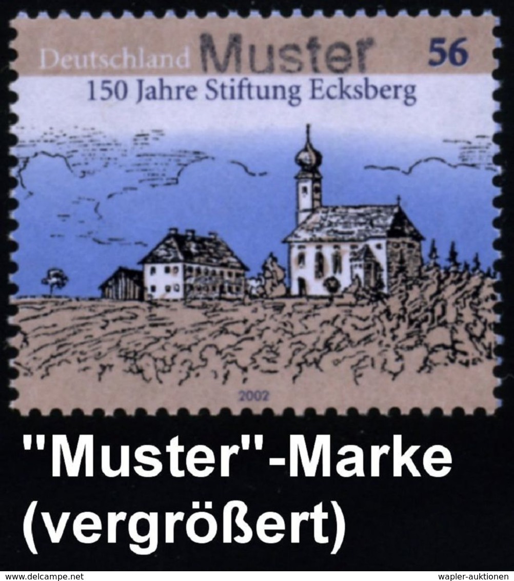 WALLFAHRT / PILGER : B.R.D. 2002 (Apr.) 56 C. "150 Jahre Stiftung Ecksberg" = Wallfahrtskirche Mit Amtl. Handstempel  "M - Christentum