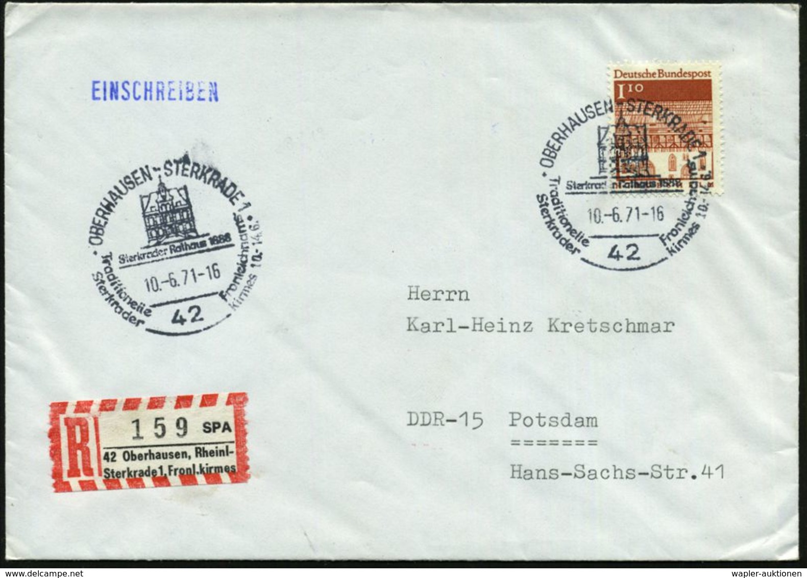 WALLFAHRT / PILGER : 42 OBERHAUSEN-STERKRADE 1/ Fronleichnams-/ Kirmes 1971 (10.6.) SSt + Sonder-RZ: SPA/42 Oberhausen,  - Christentum
