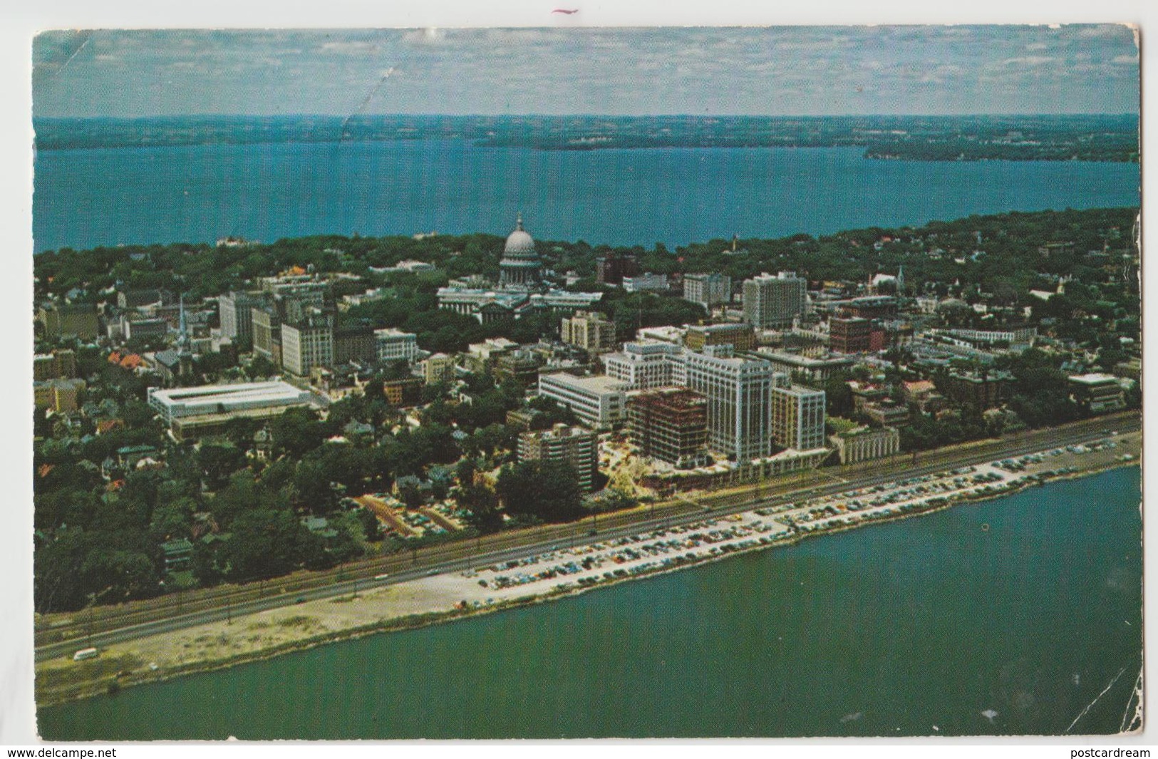 Madison Lake Mendota 1960 Aerial View Postcard - Madison