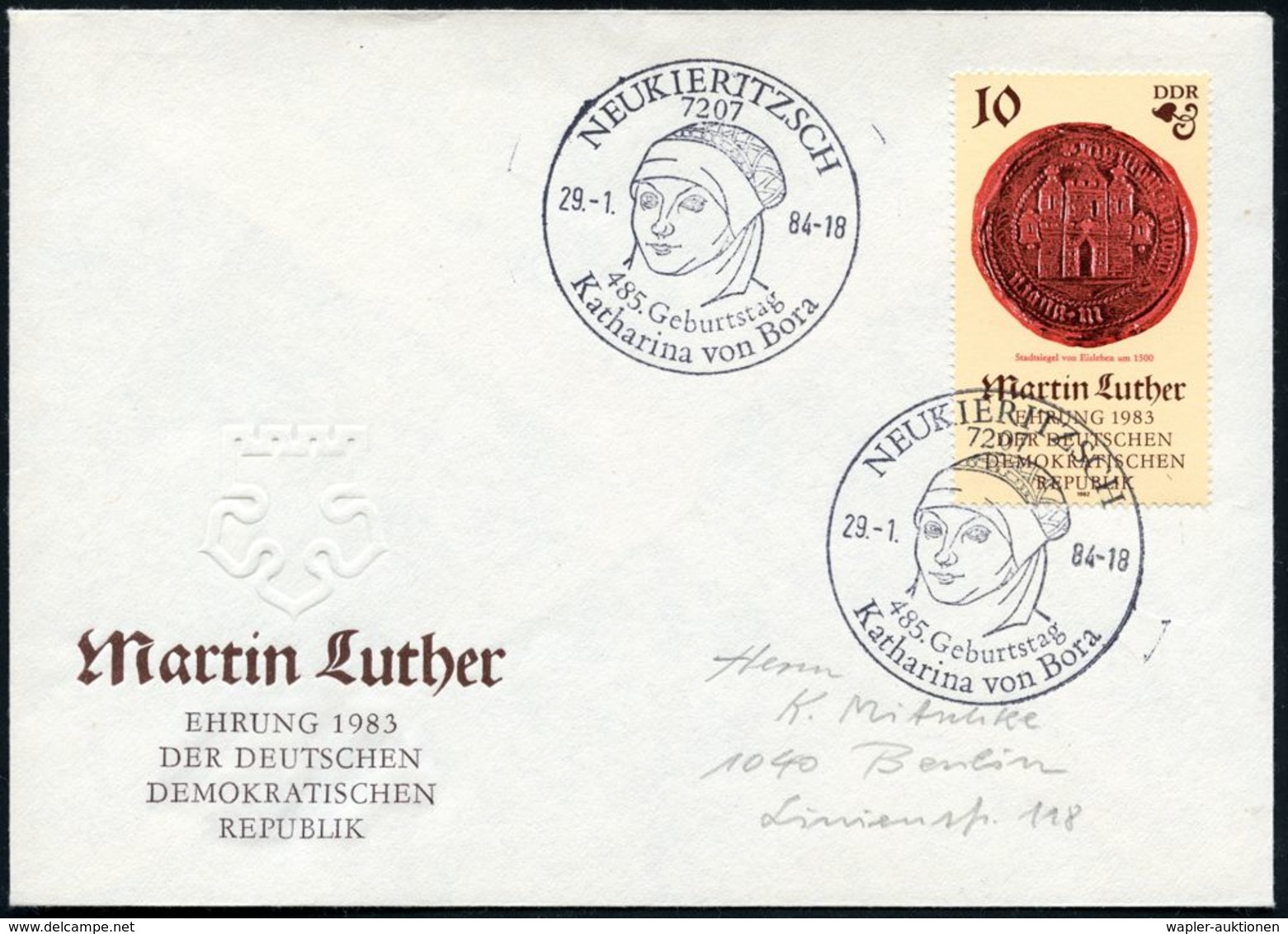 MARTIN LUTHER & REFORMATION & REFORMATOREN : 7207 NEUKIERITZSCH/ 485.Geburtstag/ Katharina Von Bora 1984 (29.1.) SSt = K - Christentum