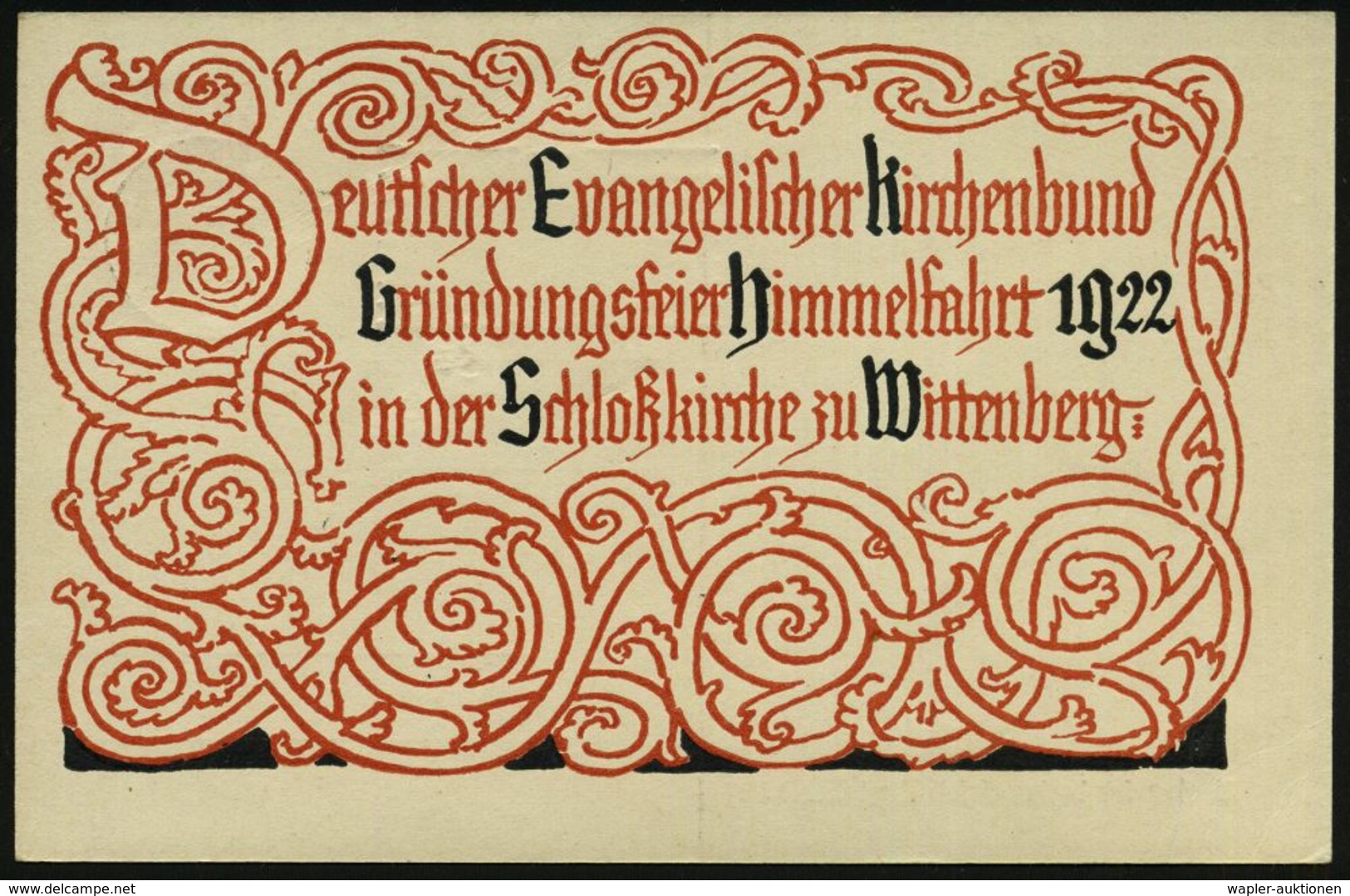 MARTIN LUTHER & REFORMATION & REFORMATOREN : WITTENBERG/ *(Bz. HALLE)* 1922 (25.5.) MWSt = Schloßkirche Auf PP 50 Pf. Zi - Christentum