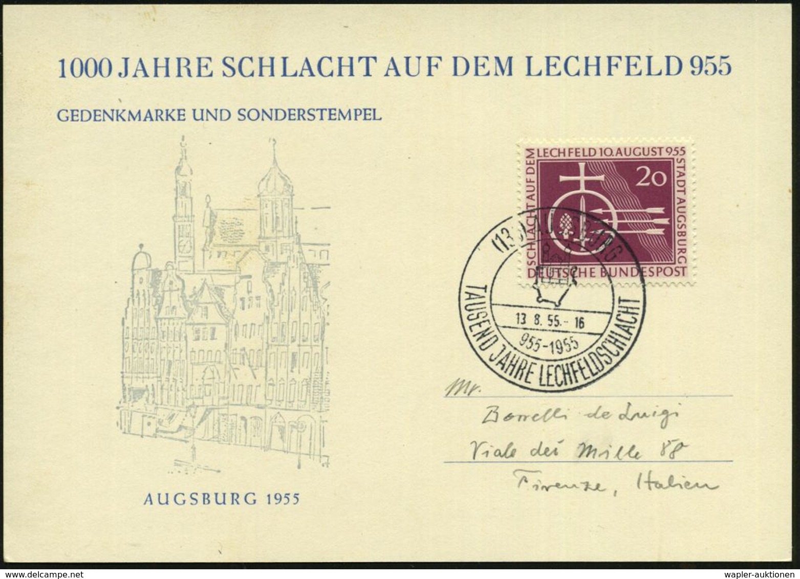 DEUTSCHE GESCHICHTE: VON DER VÖLKERWANDERUNG BIS ZUR NEUZEIT (17. JHDT.) : (13b) AUGSBURG/ 955-1955/ TAUSEND JAHRE LECHF - Other & Unclassified